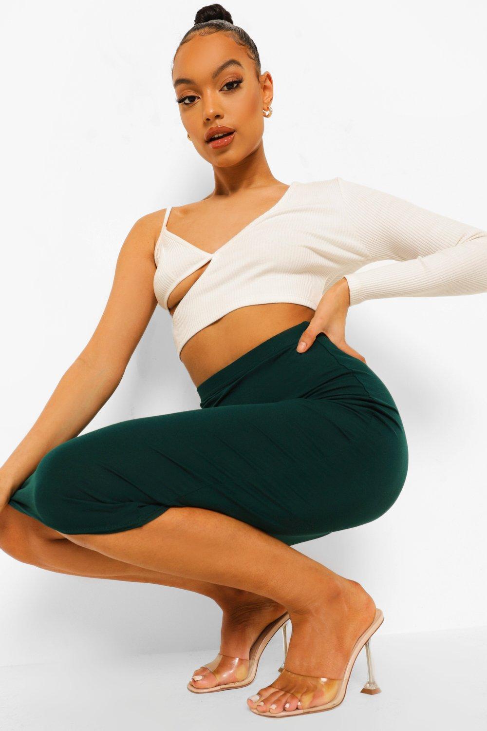 

Basic Midi Jersey Tube Skirt, Бутылочный