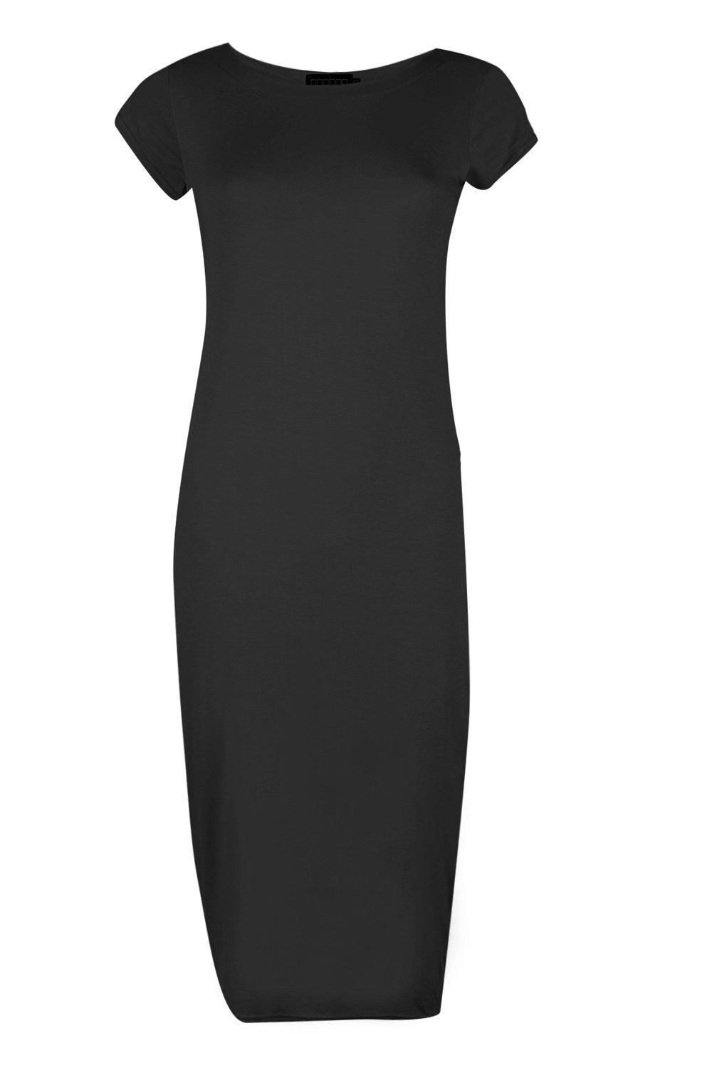 Boohoo Womens Cara Cap Sleeve Jersey Bodycon Midi Dress | eBay