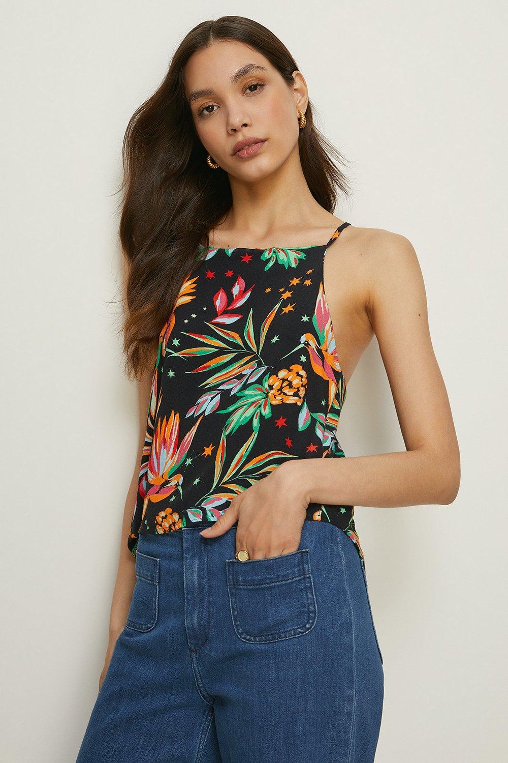 Palm Printed Co Ord Strappy Top