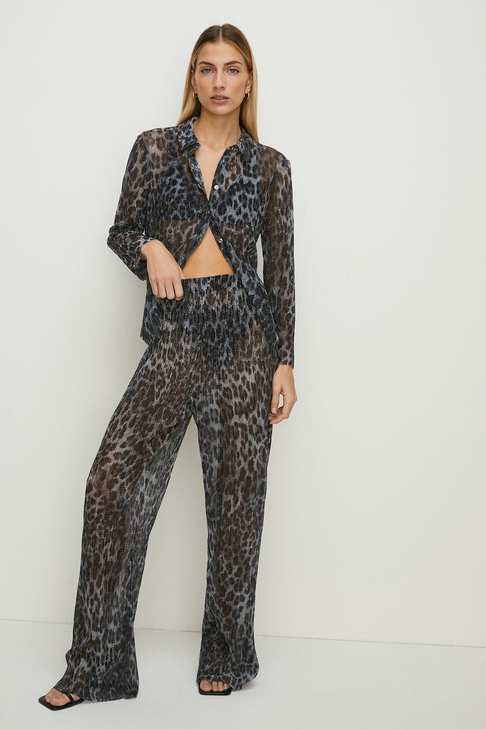 Animal Print Shimmer Pleated Trouser Co-ord
