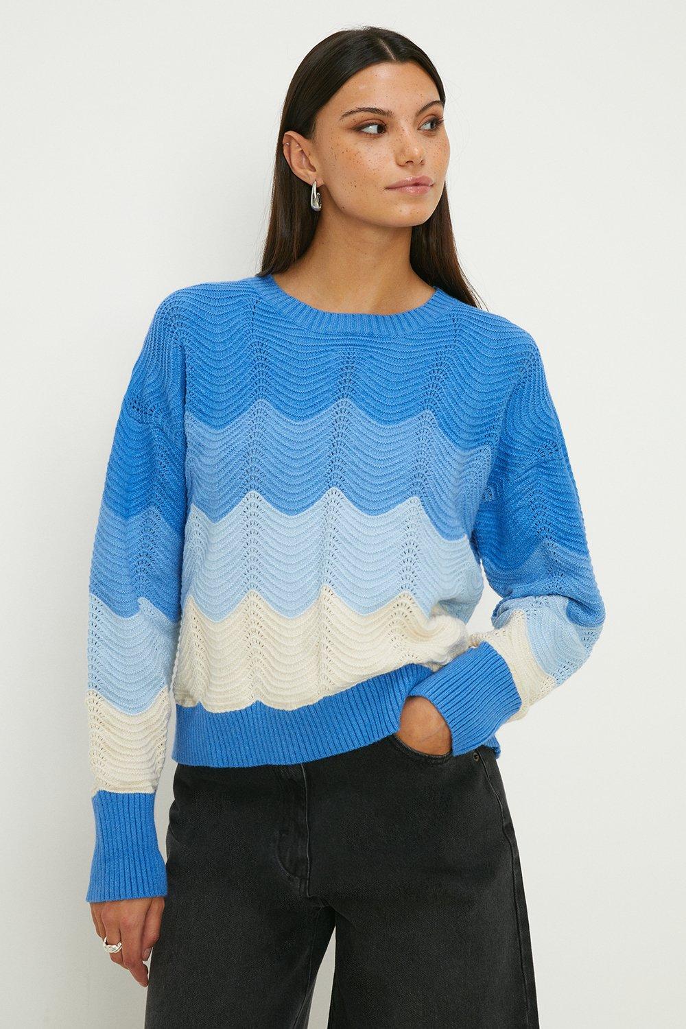 Ombre Wavy Stitch Jumperblue