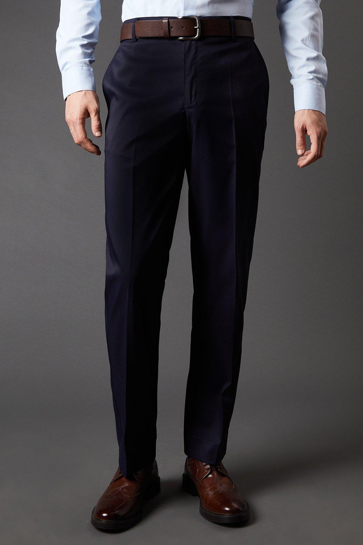 Navy Twill Stretch Tailored Fit Smart Trousers