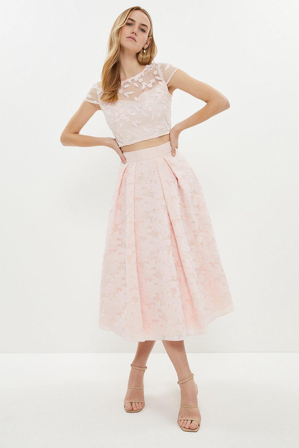 Jacquard Midi Skirt - Pink