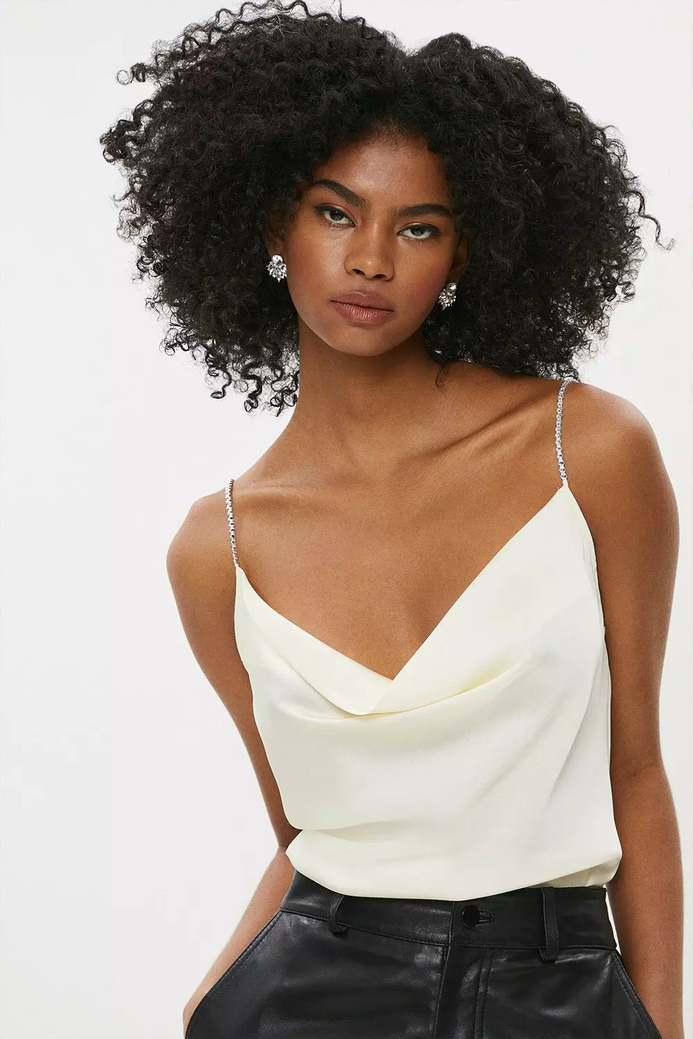 Diamante Strap Satin Cowl Neck Cami | Coast