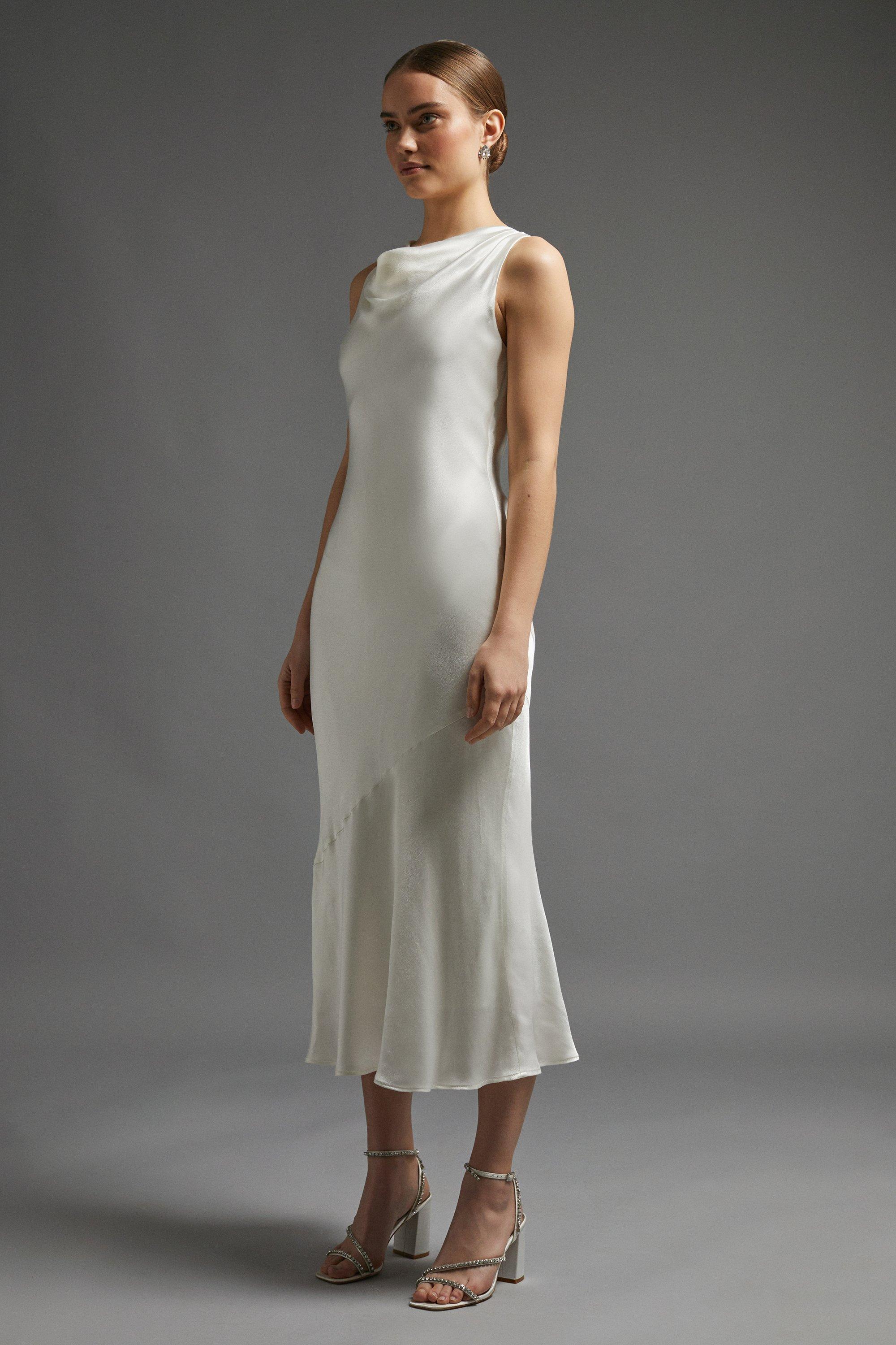 satin midi dress ivory