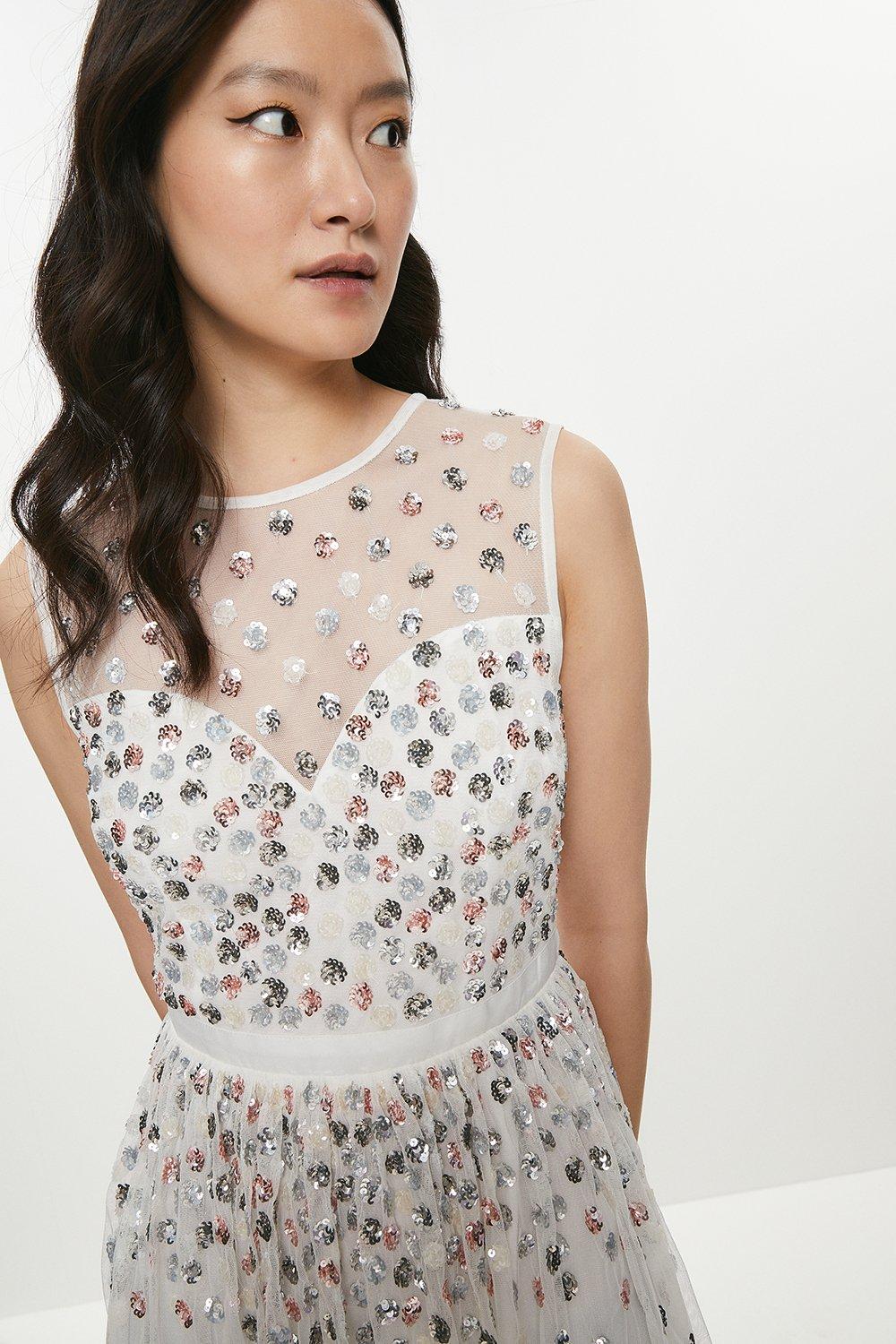 cluster embellished midi dress