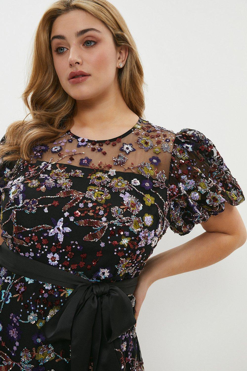 plus size embellished midi dress