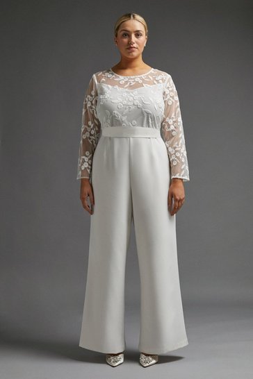 Coast – Plus Size Embroidered Top Wide Leg Jumpsuit Combinaisons mariage The Wedding Explorer