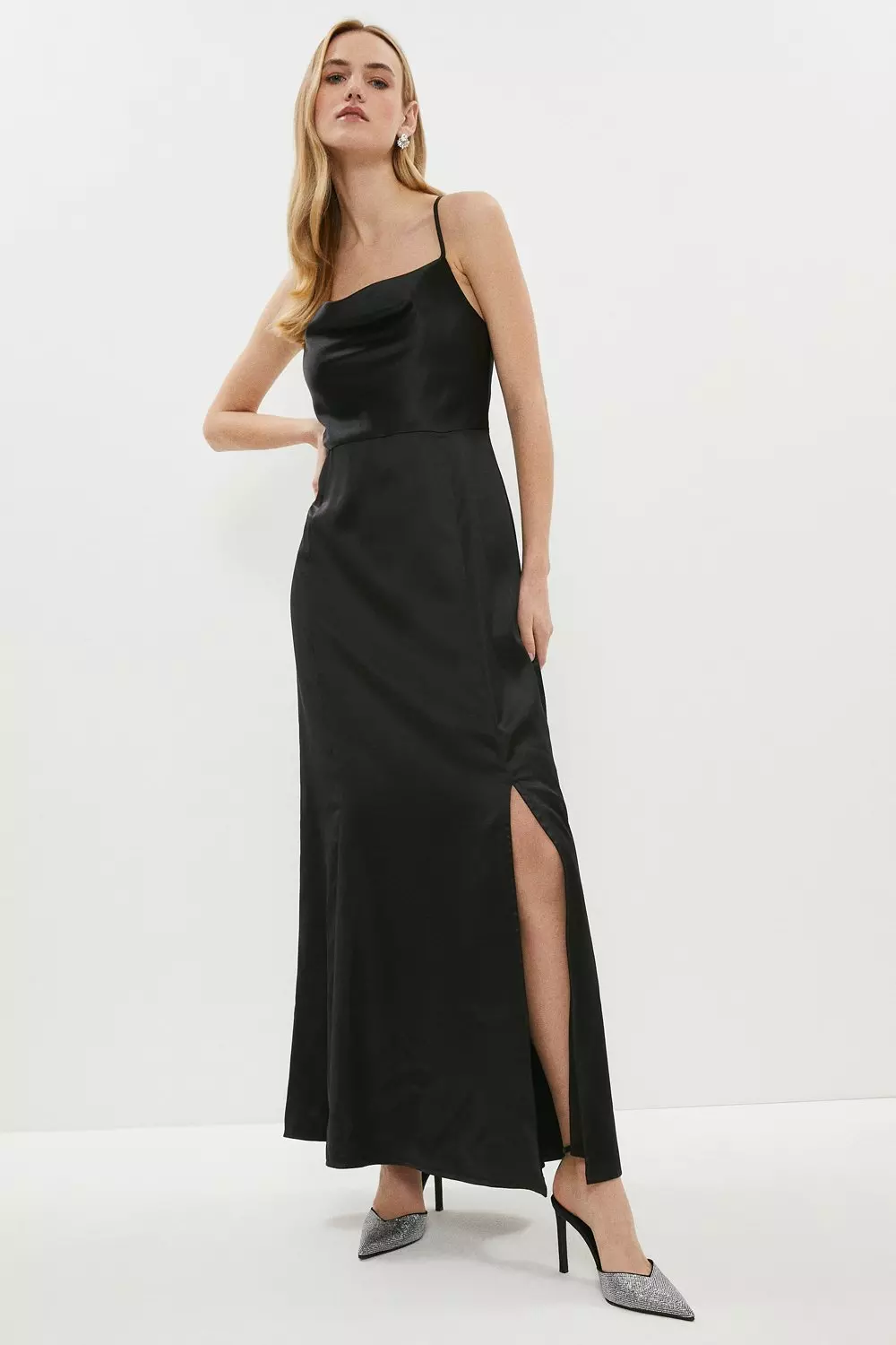 satin lace maxi dress