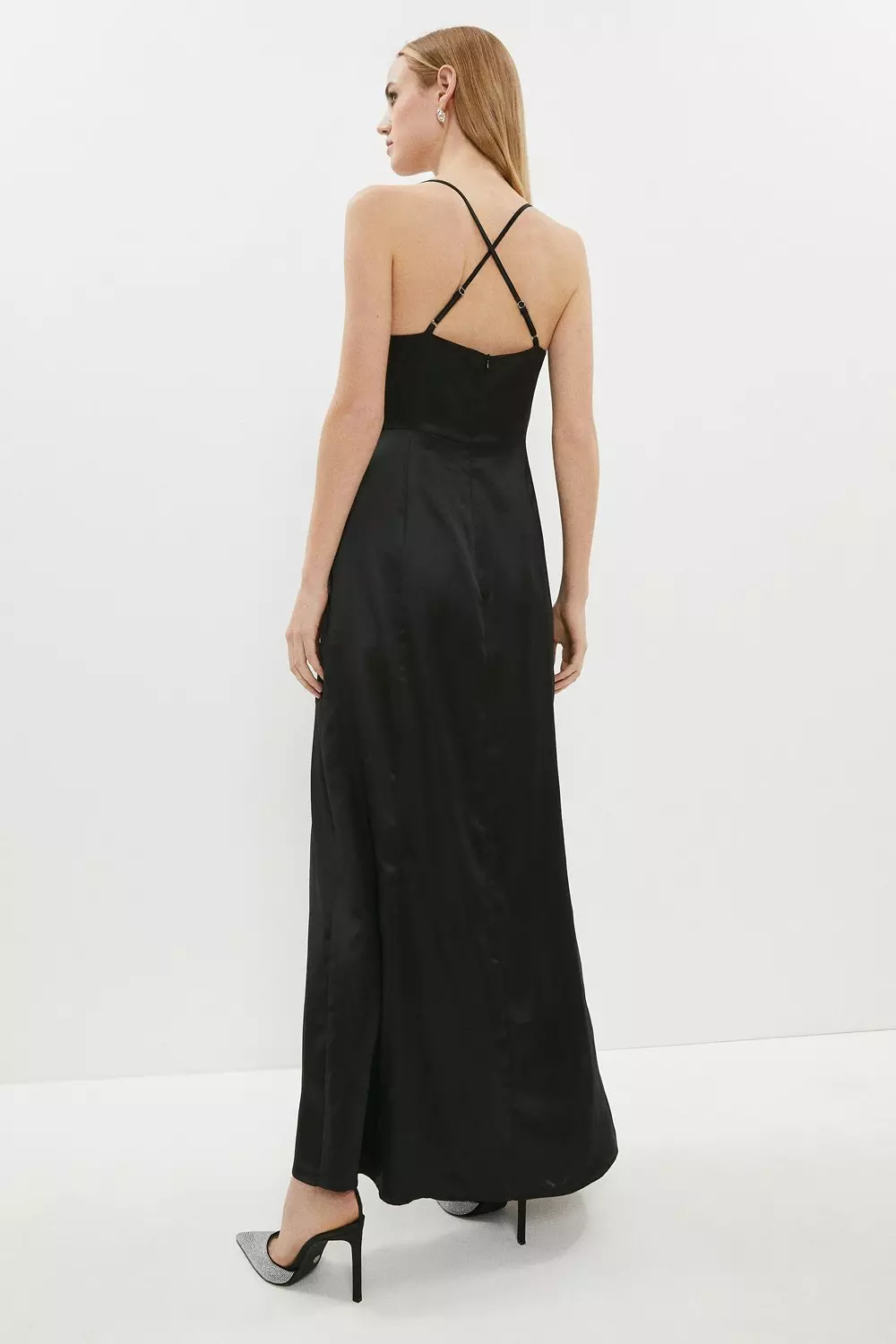 satin lace maxi dress