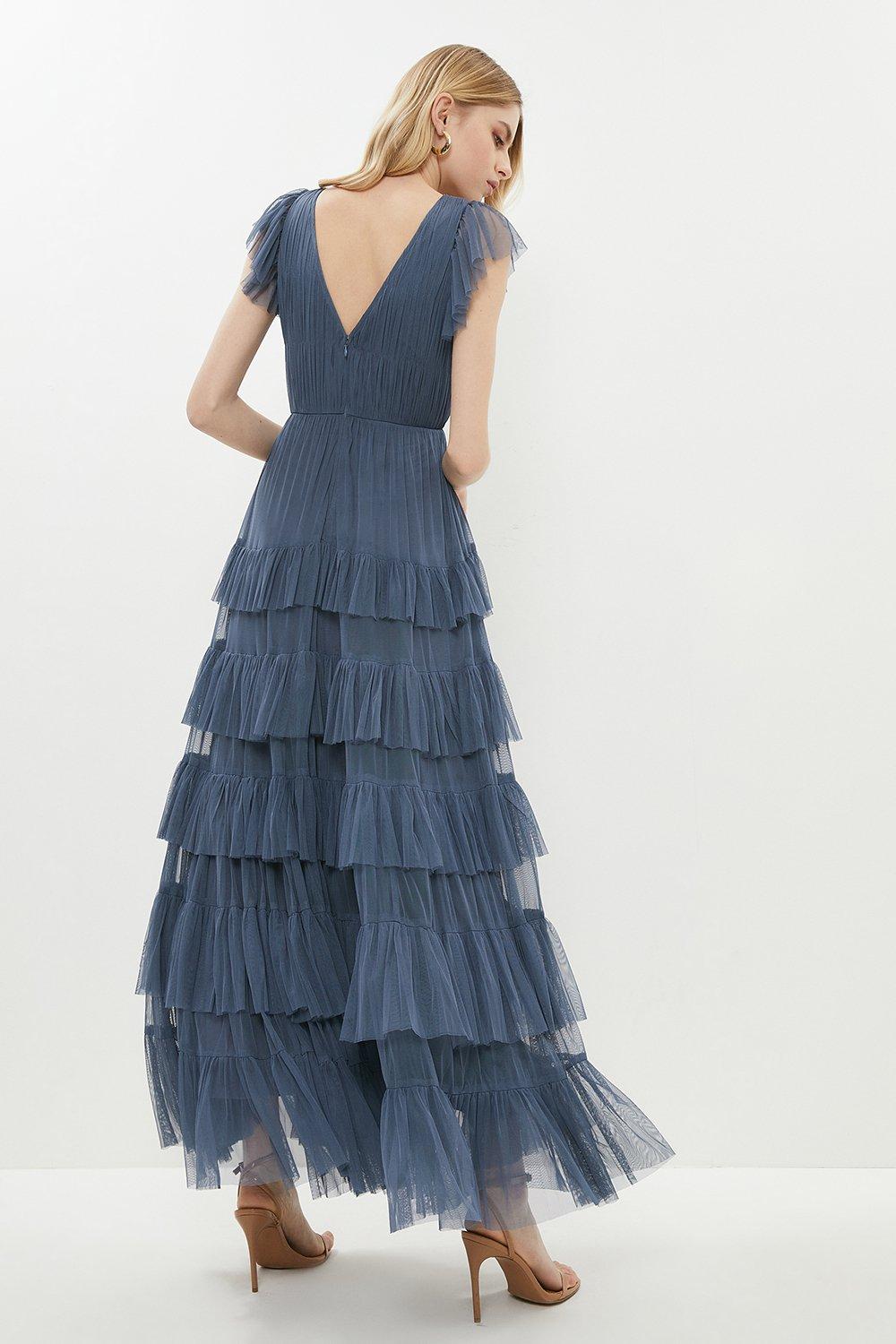 tulle maxi dress with sleeves