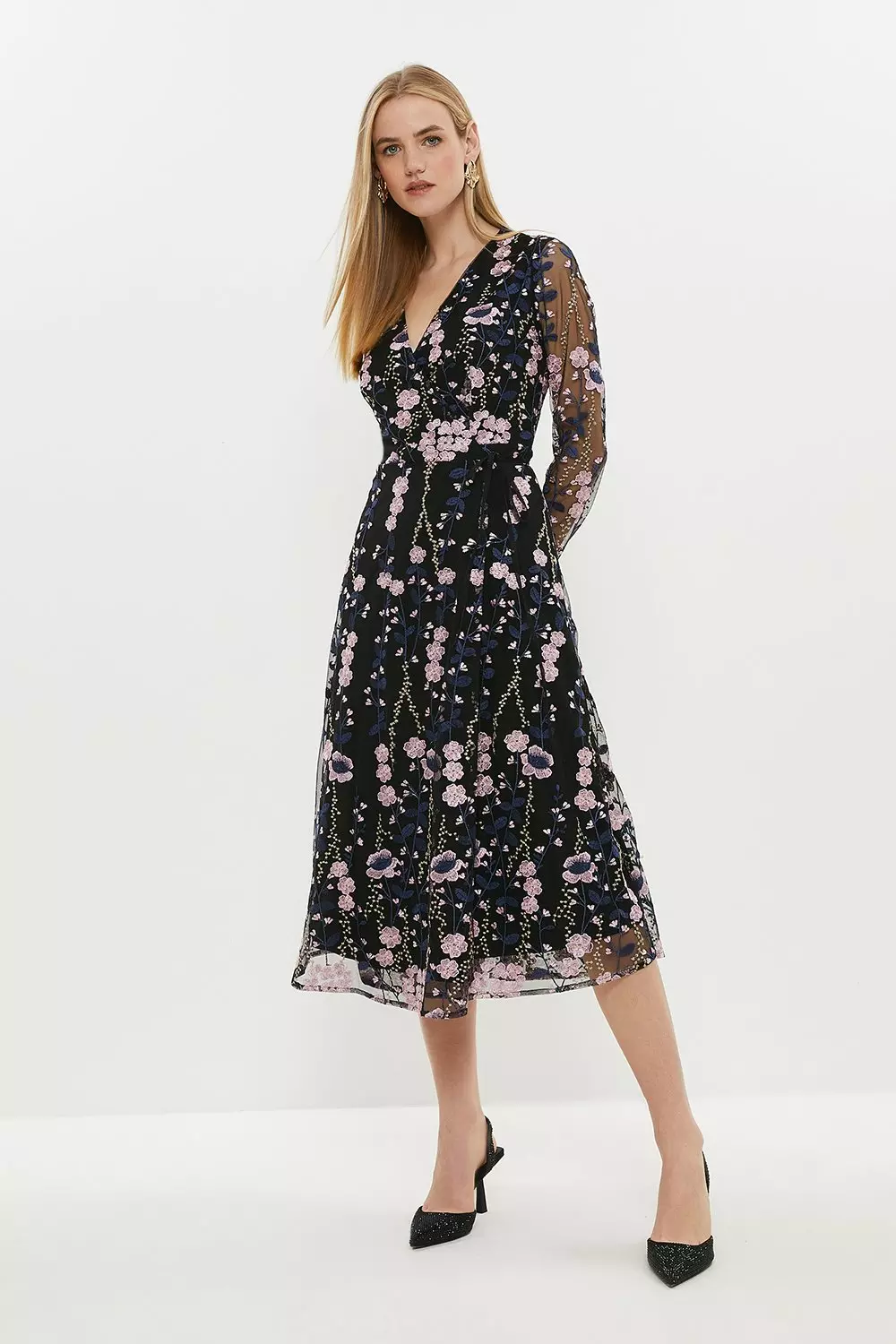 French connection ambre hotsell floral embroidered mesh dress