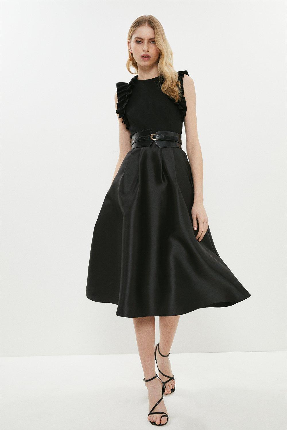 belted frill dress