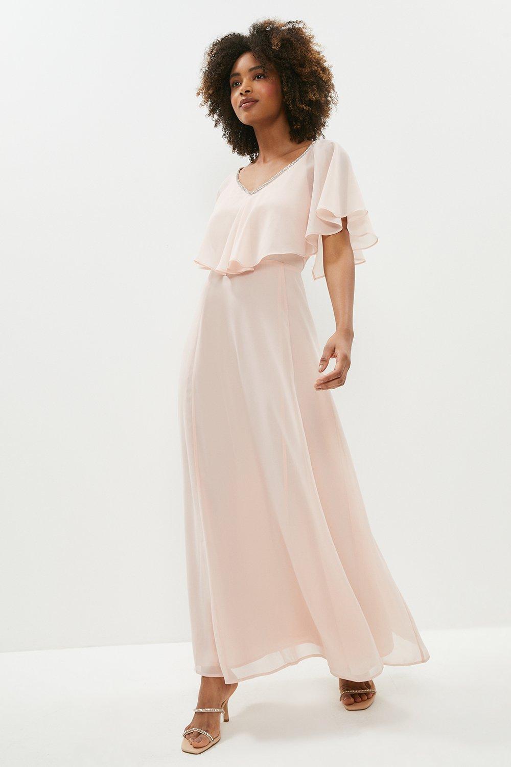 maxi dress with cape sleeves