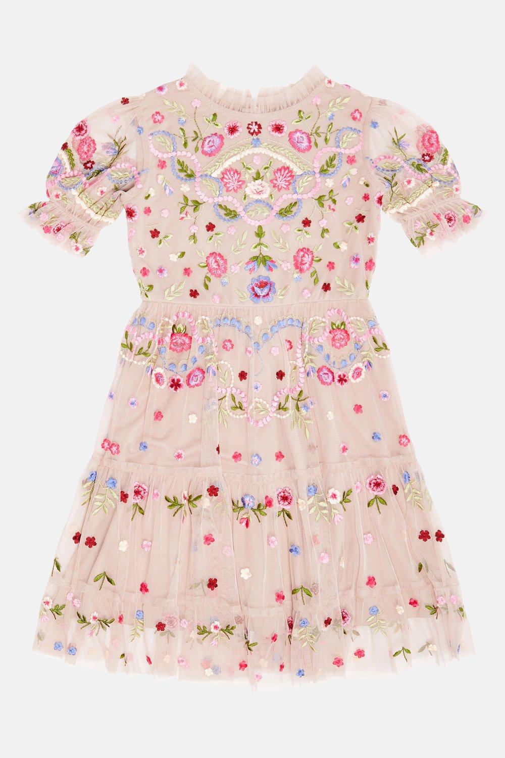 coast puff sleeve embroidered floral dress