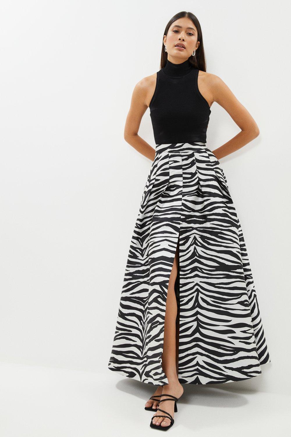 Zebra Jacquard Maxi Skirt - Mono