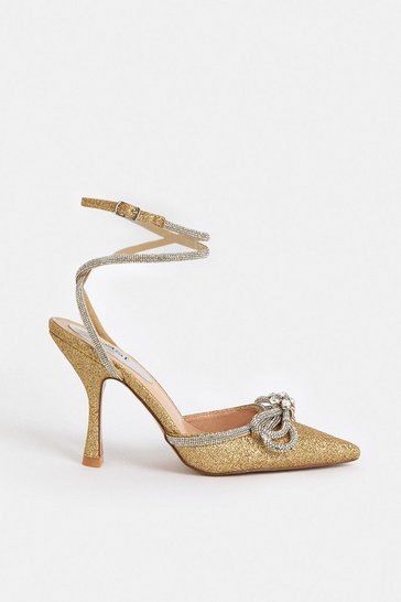 Coast – Embellished Trim Bow Ankle Tie Shoe Escarpins mariage COAST