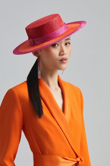 Lisa Tan Premium Contrast Colour Boater Hat
