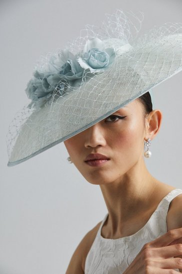 Lisa Tan Premium Flower And Mesh Wide Brim Hat 