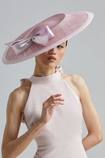 Lisa Tan Premium Satin Bow Wide Brim Hat