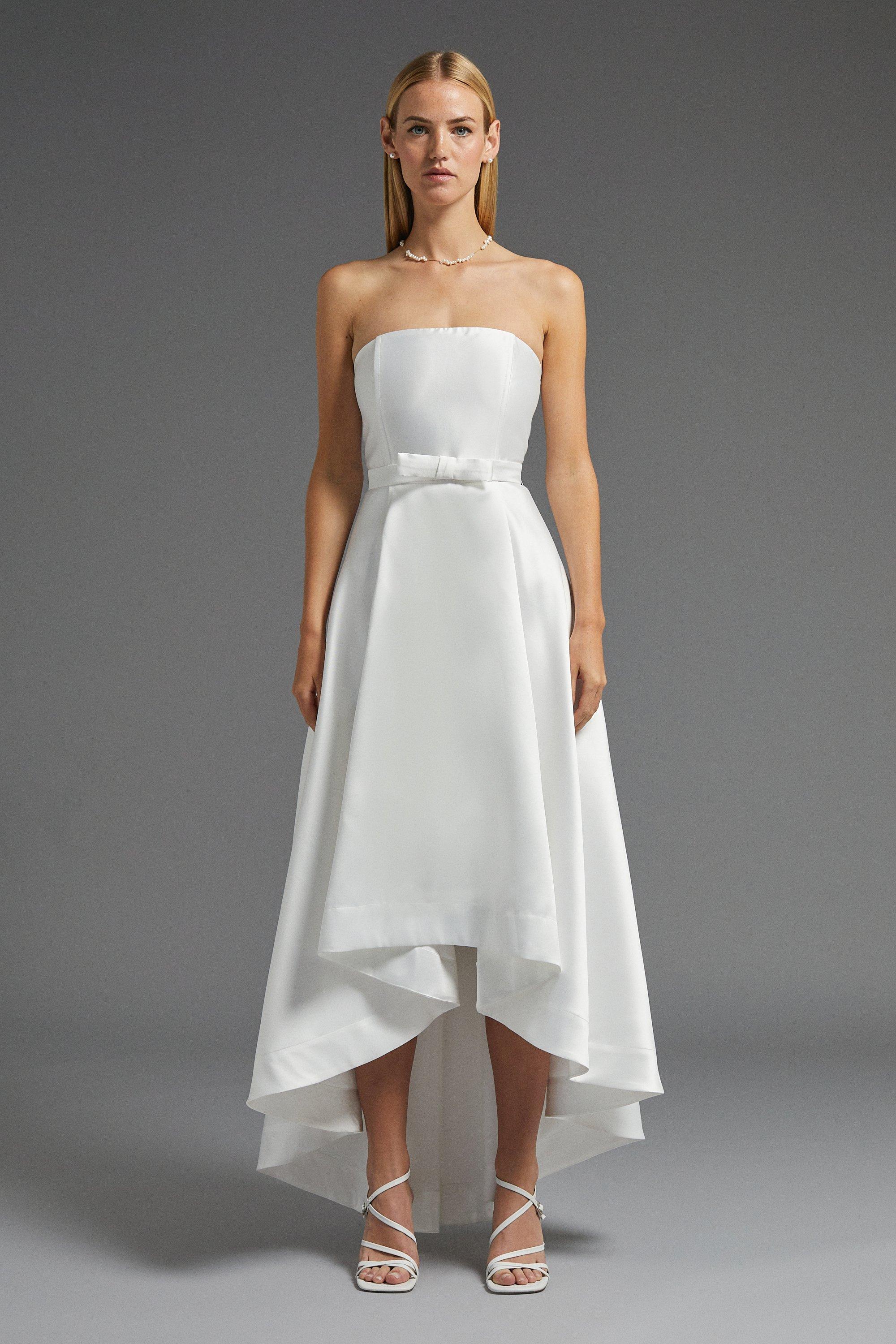 Bandeau Structured High Low Maxi Dress - Ivory