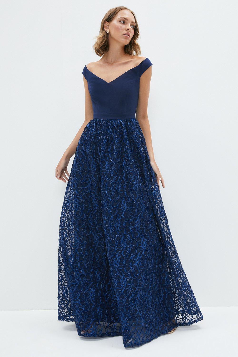 off shoulder petite maxi dress