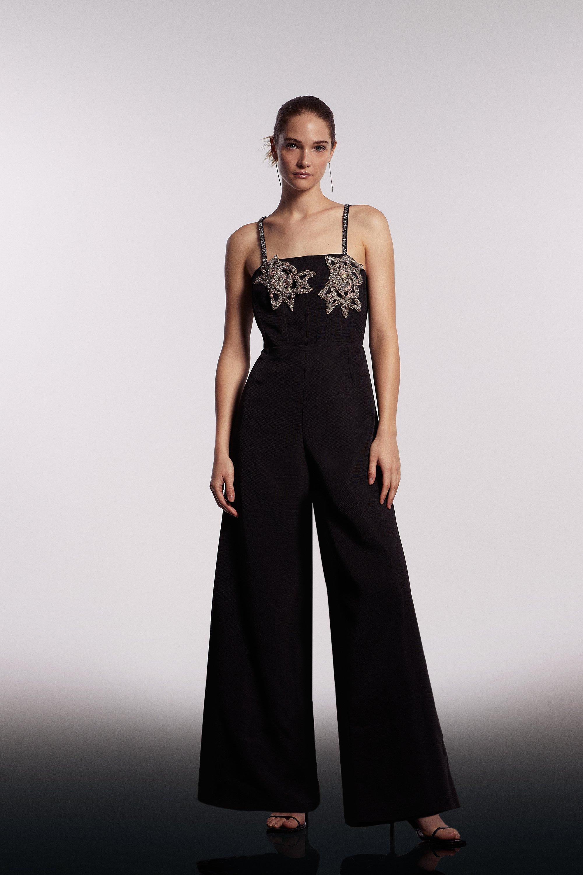 Jumpsuit With Crystals - Black