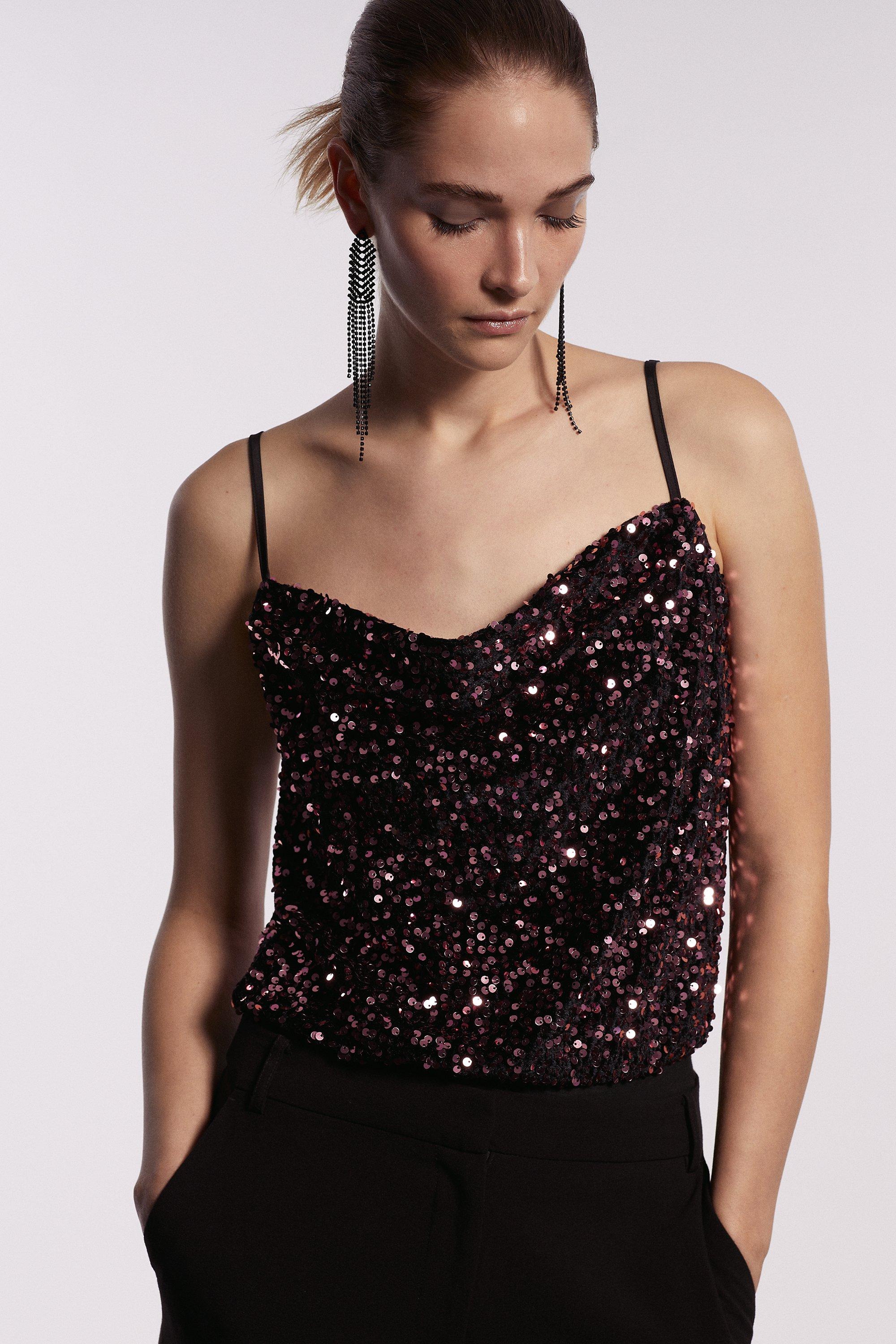 Velvet Sequin Cami Bodysuit | Coast