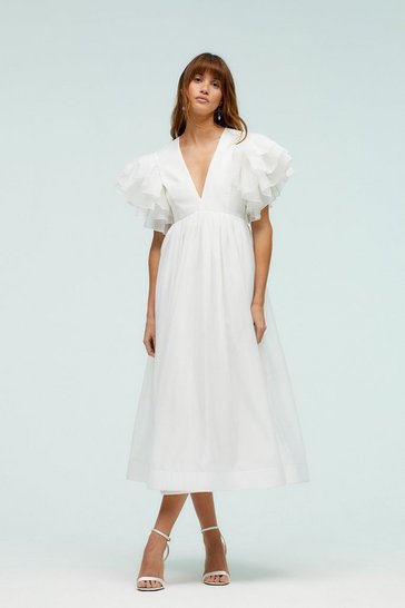 Coast – Structured Satin Bardot Wrap Maxi Robes de mariée The Wedding Explorer