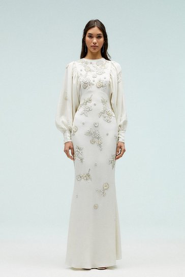 Coast – Lace Bardot Maxi Dress With Train Robes de mariée The Wedding Explorer