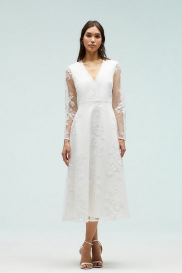 Coast – High Low Ivory Structured Twill Midi Skirt Jupes mariage The Wedding Explorer
