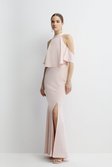Blush Satin Back Crepe Tailored Fishtail Bridesmaids Maxi Skirt
