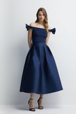 Navy Volume Twill Bridesmaids Maxi Skirt