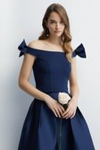 Navy Crepe Bardot Outfitter Bridesmaids Top