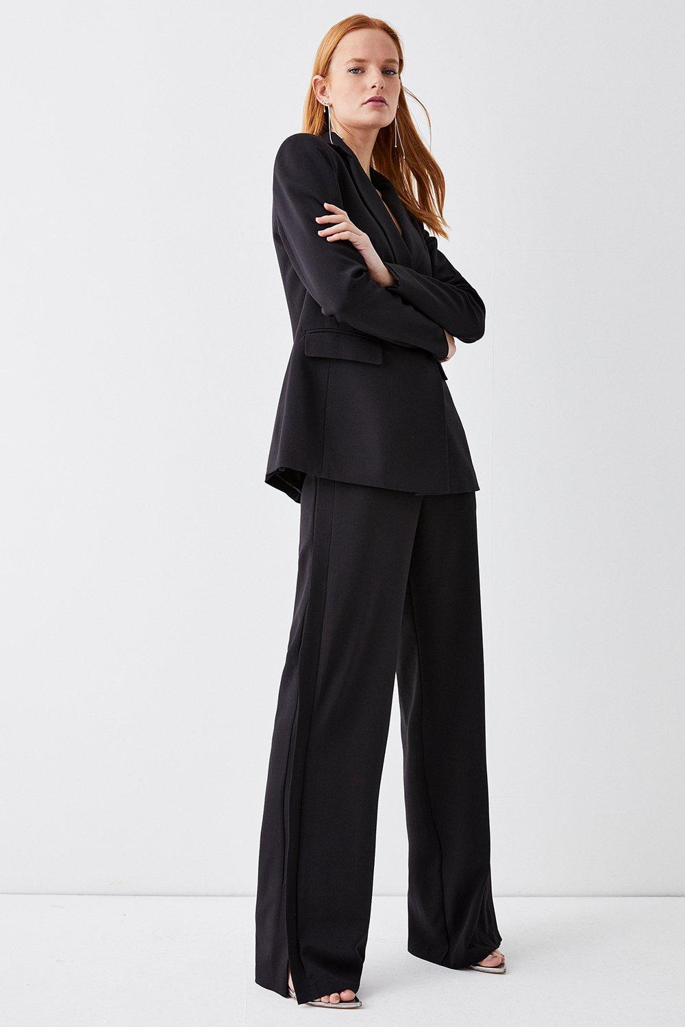 Premium Side Vent High Waisted Trousers - Black