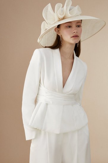 Coast – Lisa Tan Oversized Ruffle Detail Wide Brim Hat Accessoires cheveux mariage The Wedding Explorer