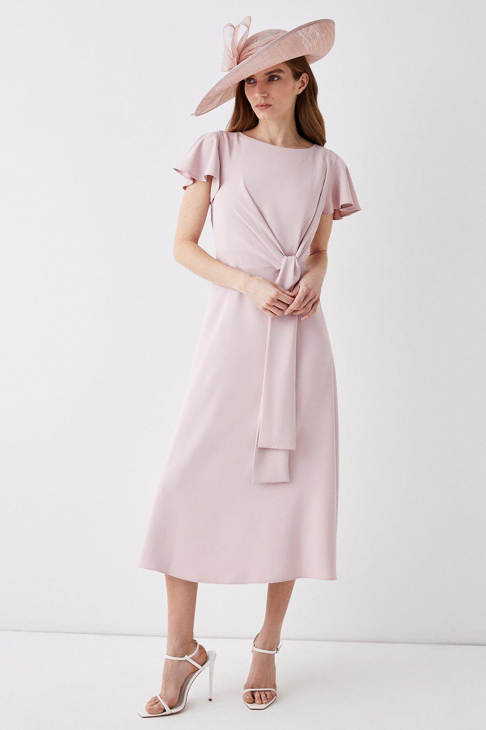 Lisa Tan Tie Waist Midi Dress - Pink