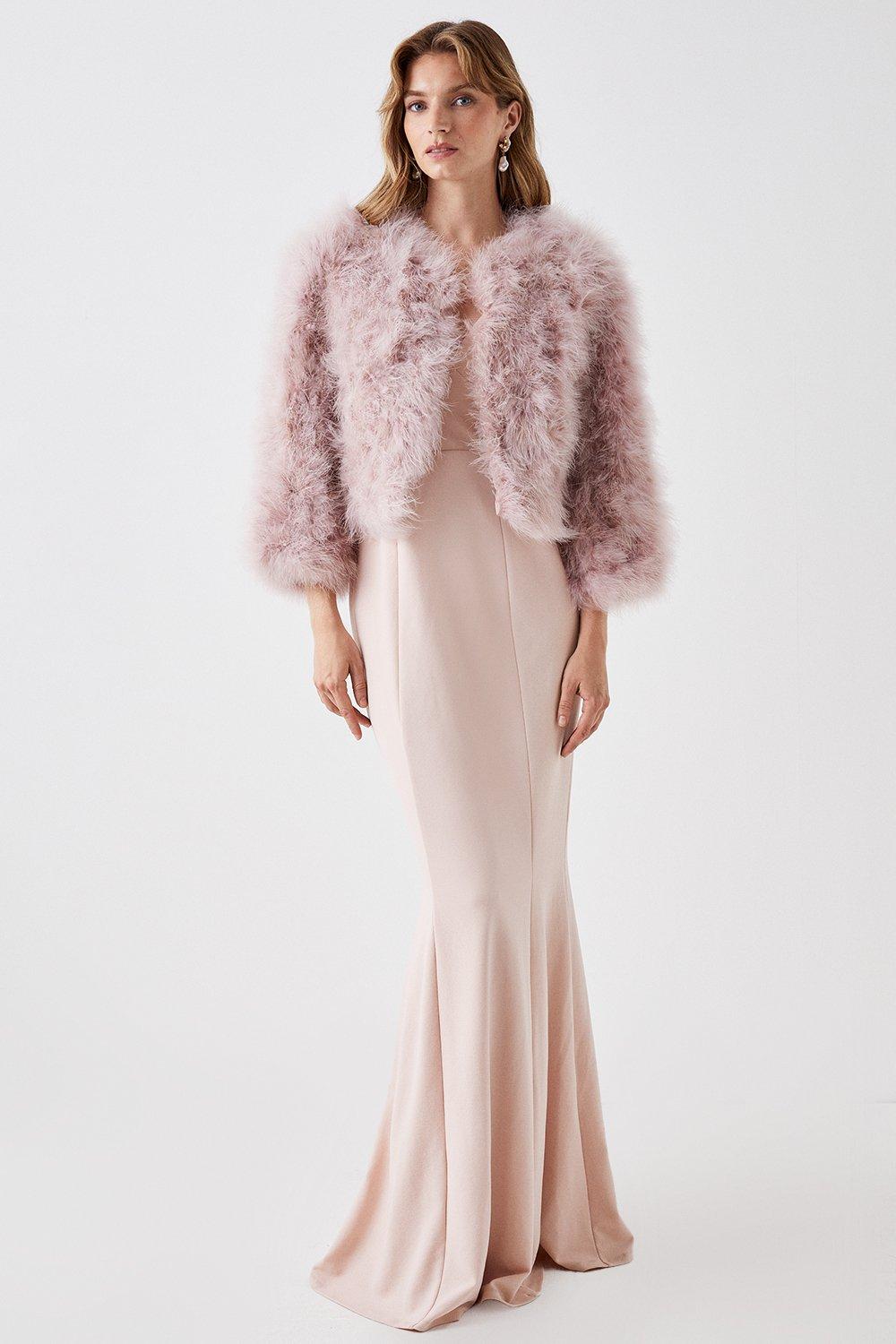 Long Sleeve Feather Jacket - Pink