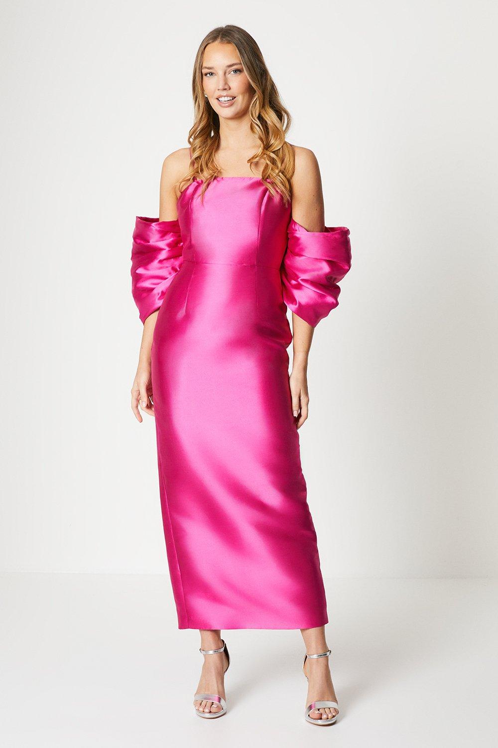 Detachable Shrug Multiway Twill Gown - Pink