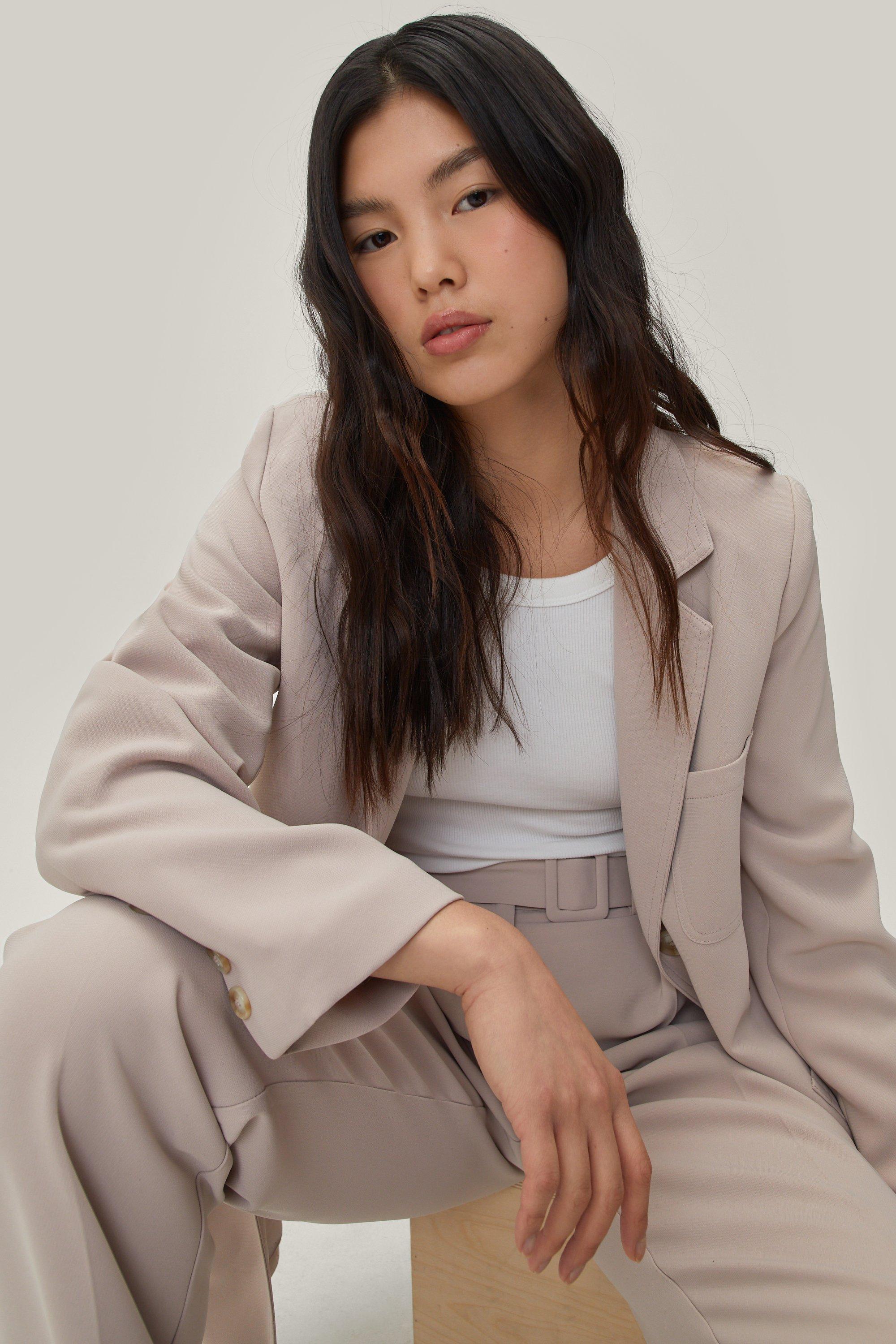 Blazer Croisé Fluide À Poches Sur Le Devant - Rose - 32, Rose