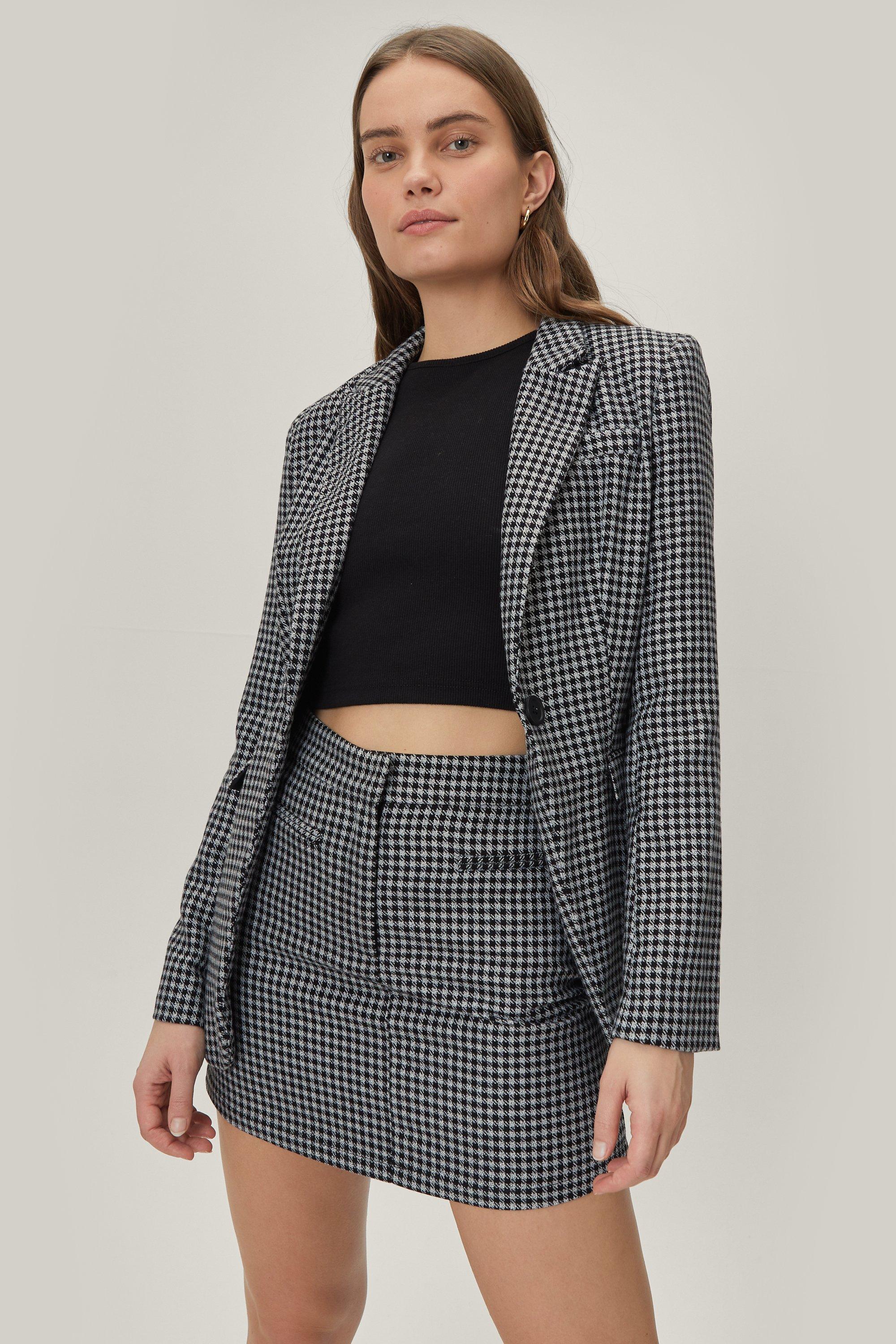 Blazer Imprimé À Carreaux À Bord Arrondi - Mono - 36, Mono