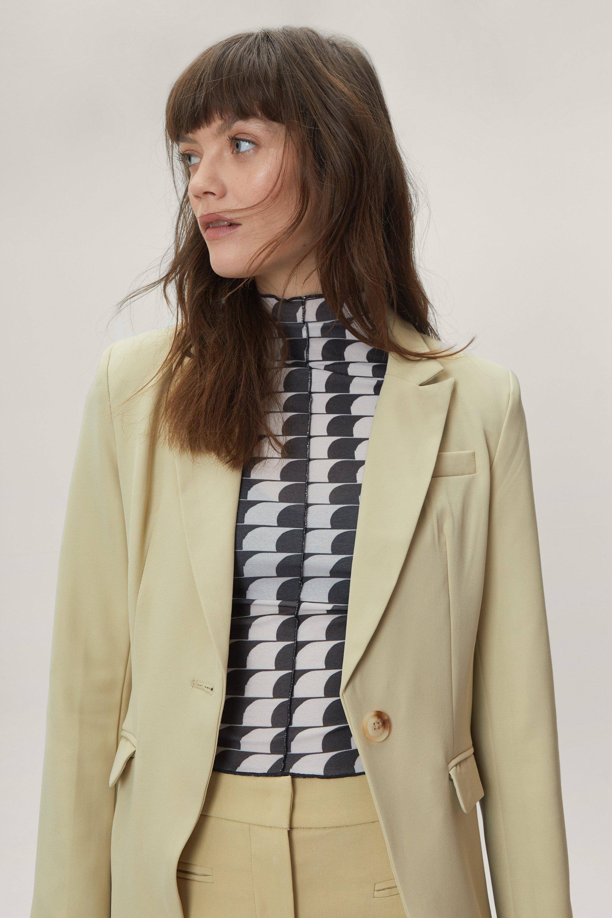 Blazer Croisé À Bord Arrondis - Jaune - 32, Jaune