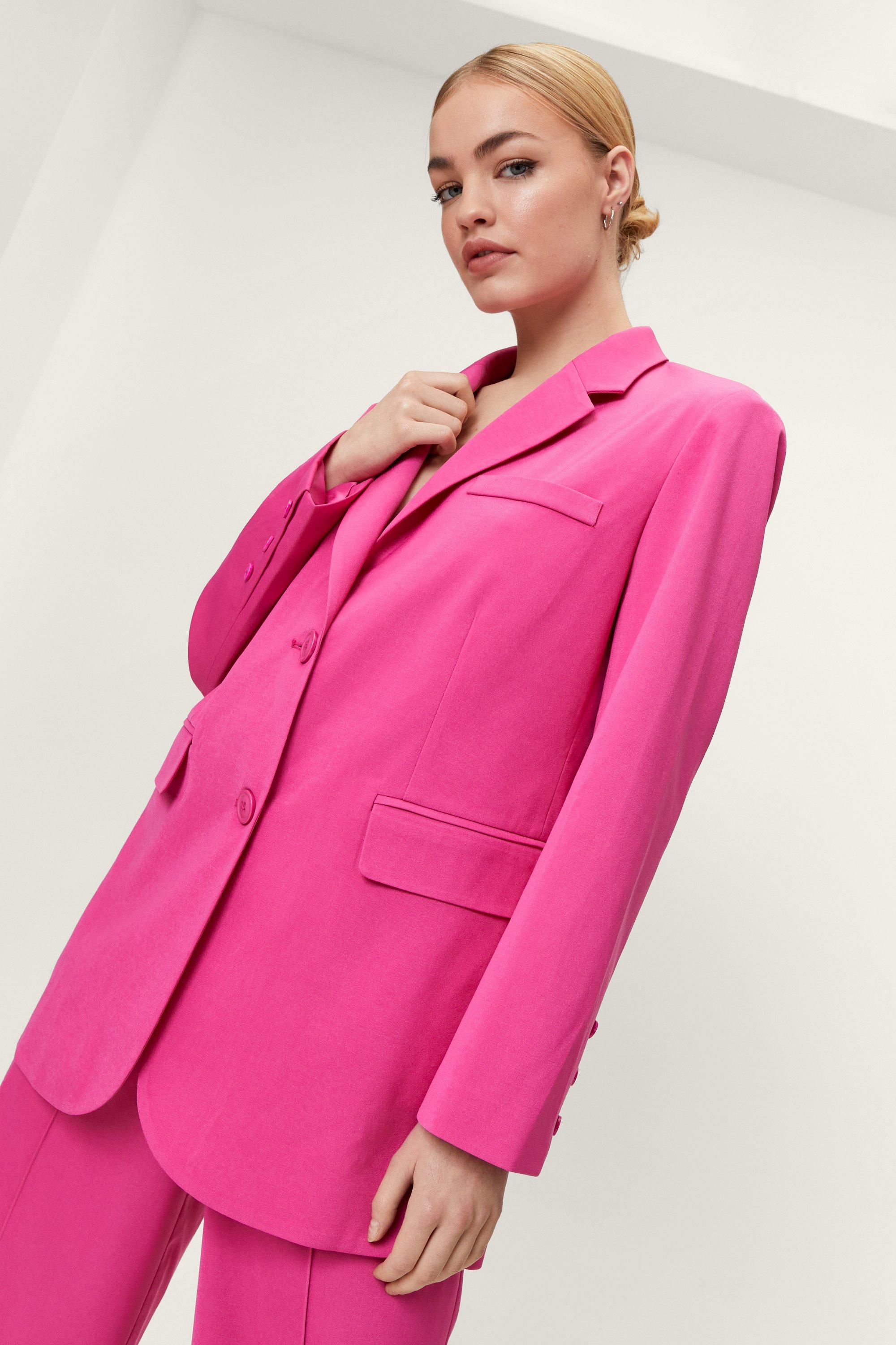 Blazer Oversize Croisé À Boutonnage Simple - Rose - 32, Rose
