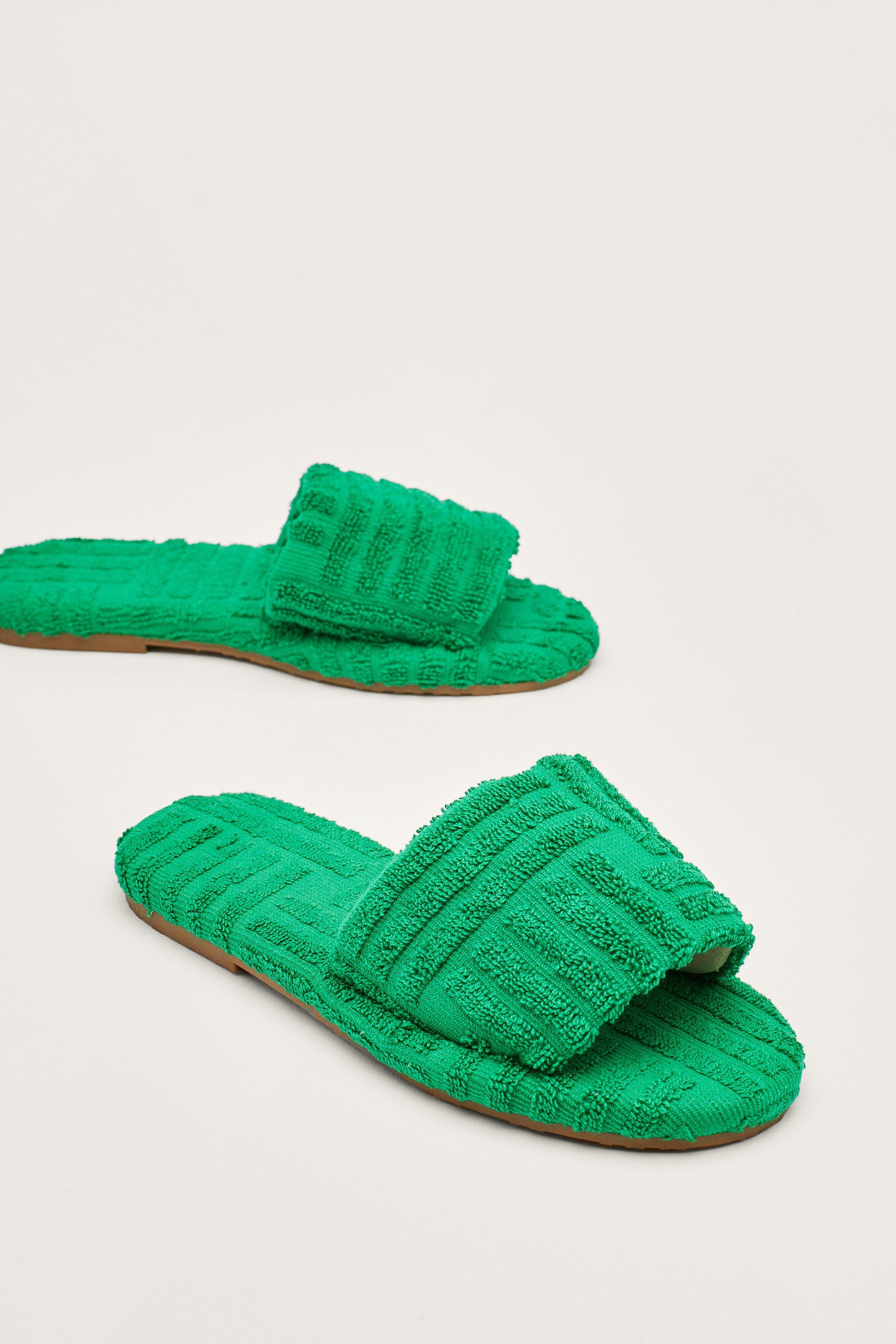 Claquettes Texturées En Tissu Éponge - Vert - 36, Vert