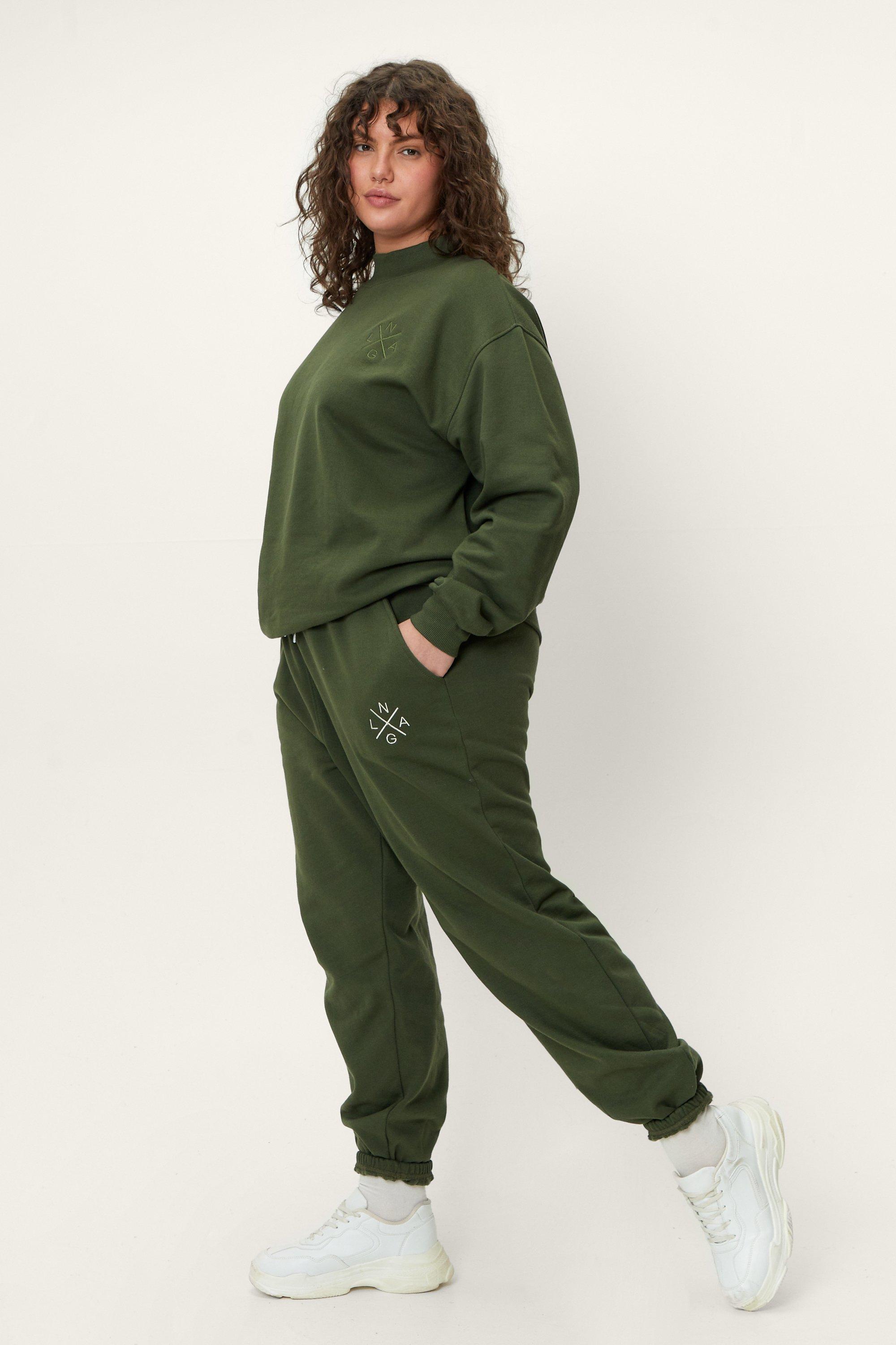 Grande Taille - Jogging Avec Détails Broderie - Vert - 48, Vert