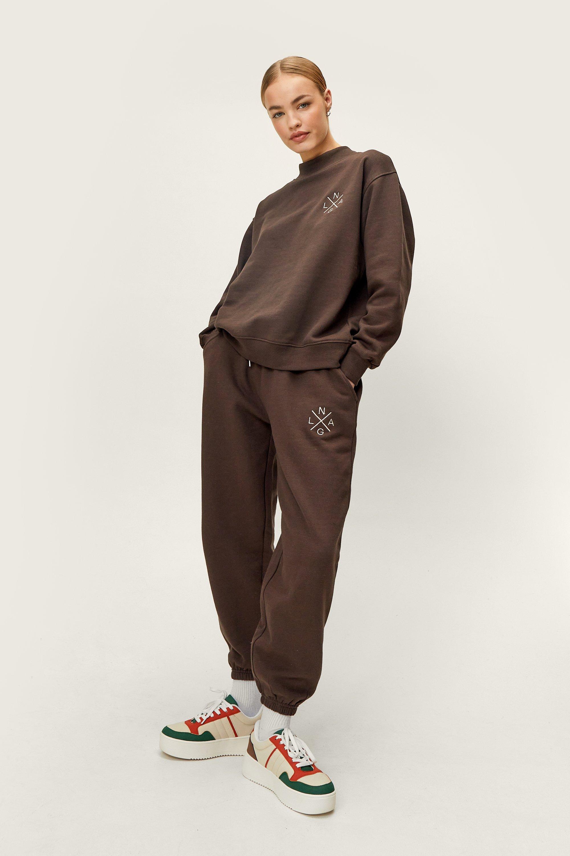 Petite - Jogging Recyclé Brodé - Marron - M, Marron