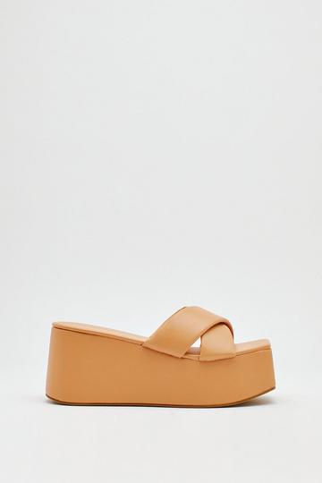 Square Toe Strappy Flatform Mules