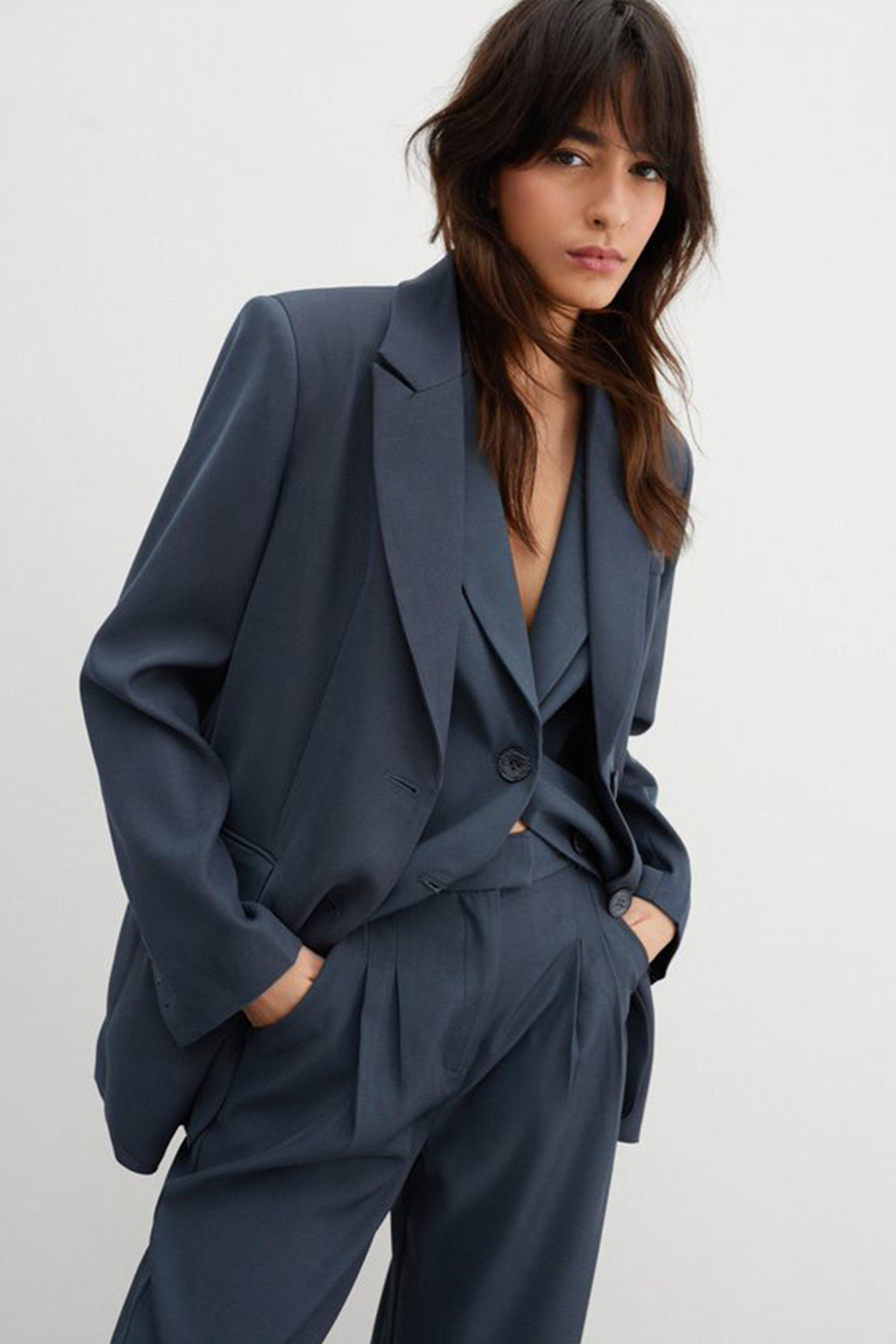 Premium - Blazer Simple Structuré Oversize - Gris - 40, Gris
