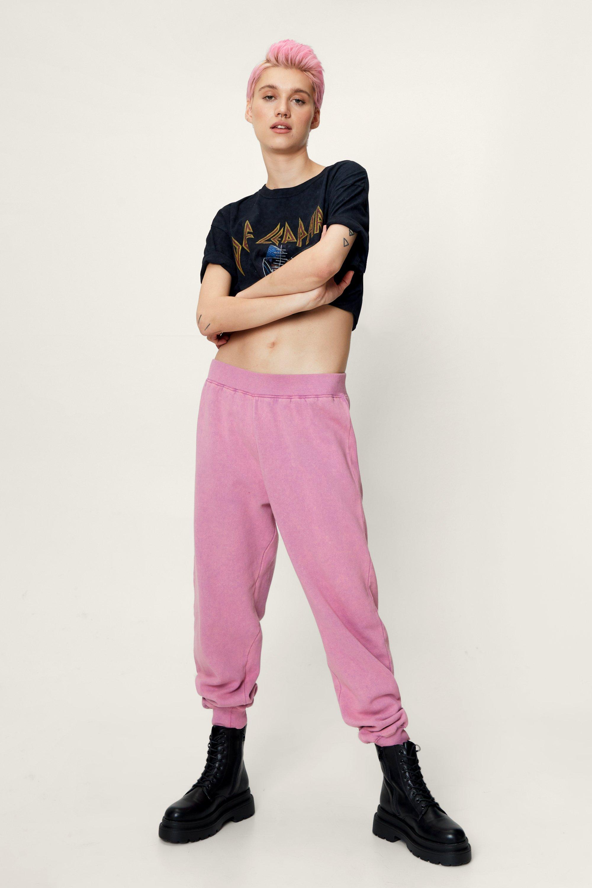 Jogging À Revers En Laine Délavé - Rose - 32, Rose