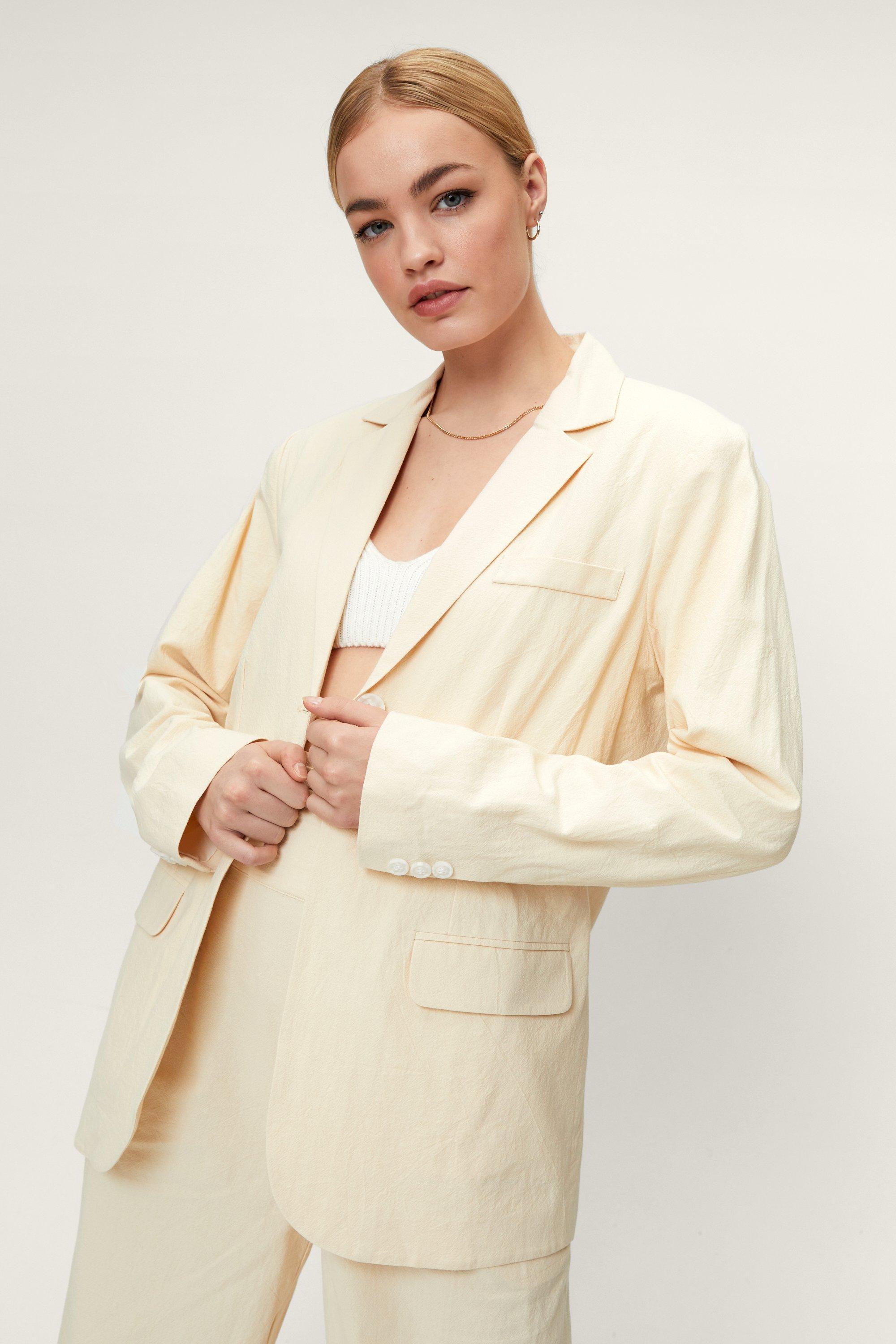 Blazer Croisé En Coton - Beige - 32, Beige
